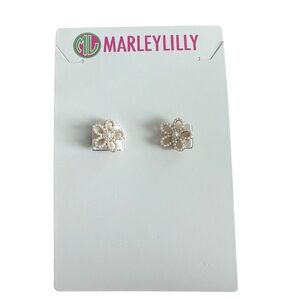 Marleylilly Silver Floral Stud Earrings